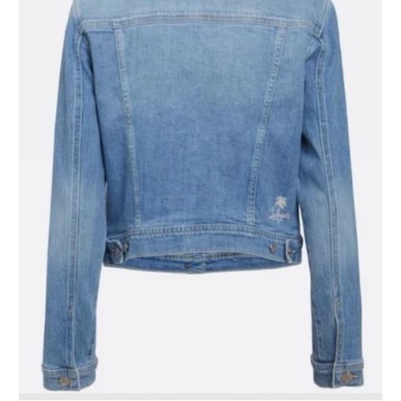 Guess Womens Doria Blue Denim Short Collared Denim Jacket Coat NWT Los Angeles - Picture 3 of 7